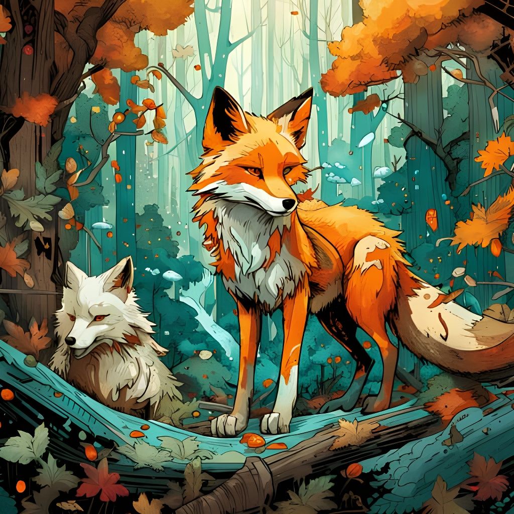 The Fox and The Wolf Generated by AI