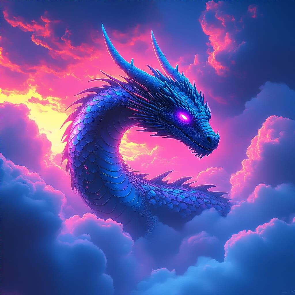 Electric Dragon in Retro-Futuristic Style