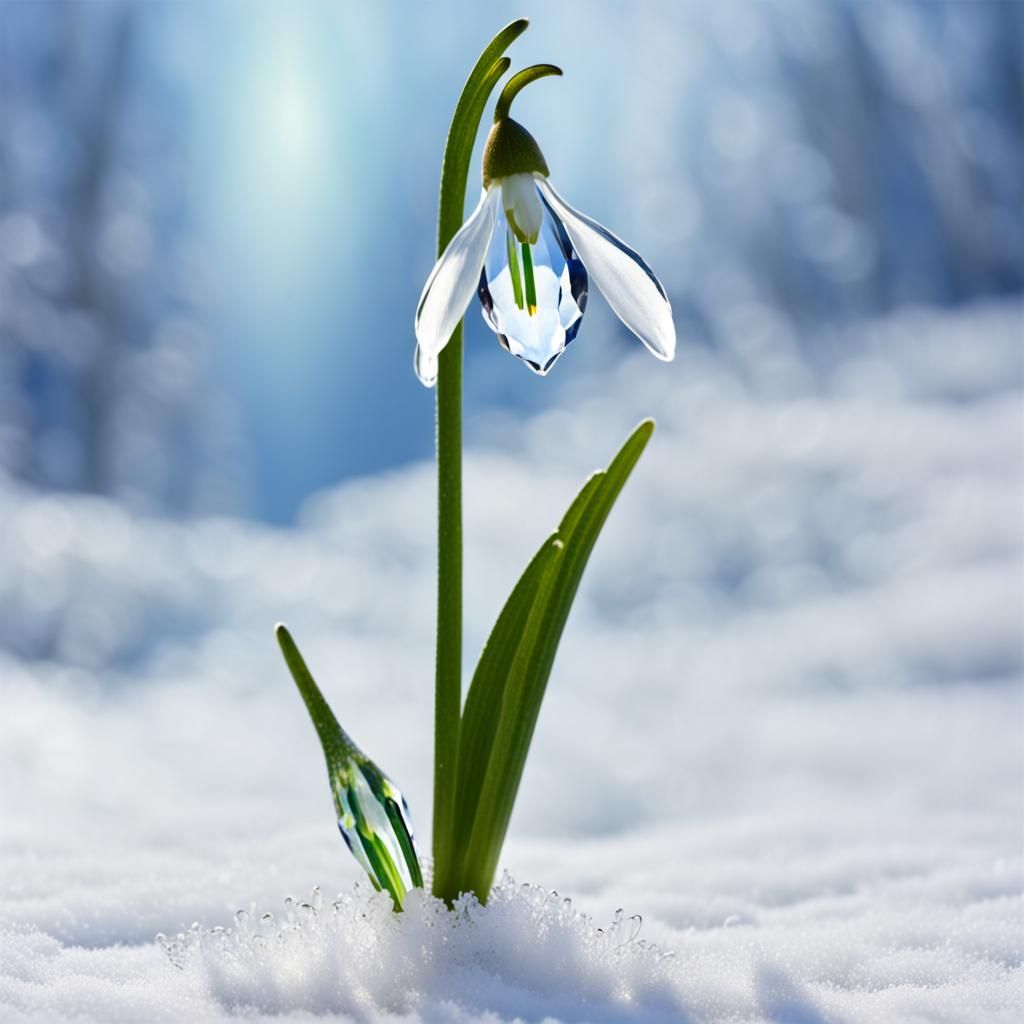 Crystal Snowdrop: AI Generated Image