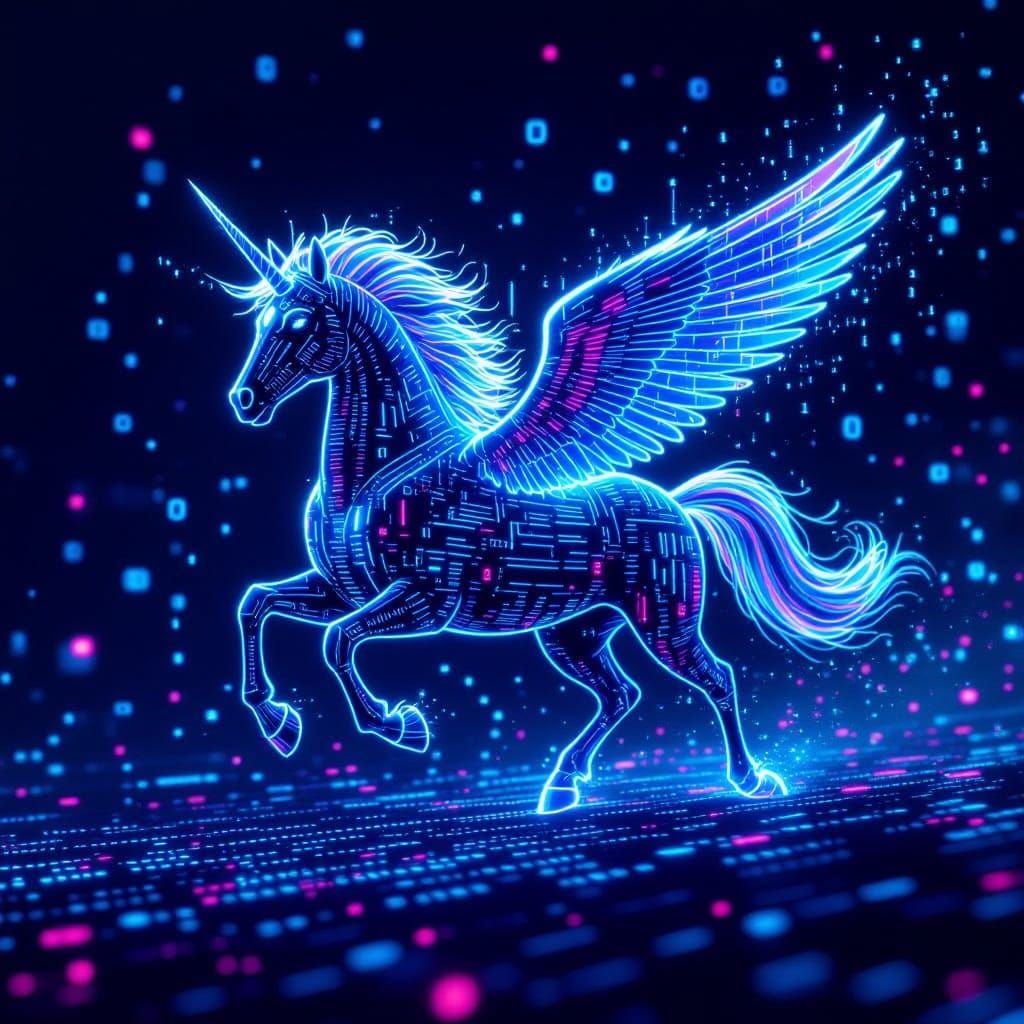 Cyber Pegasus Galloping Through Binary Code World