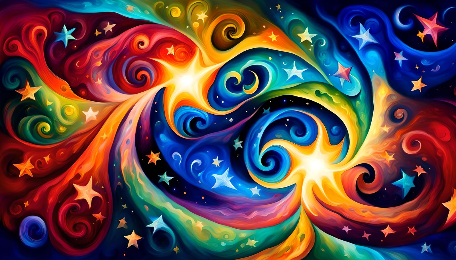 Cosmic Star Dance in Impasto Oil Style