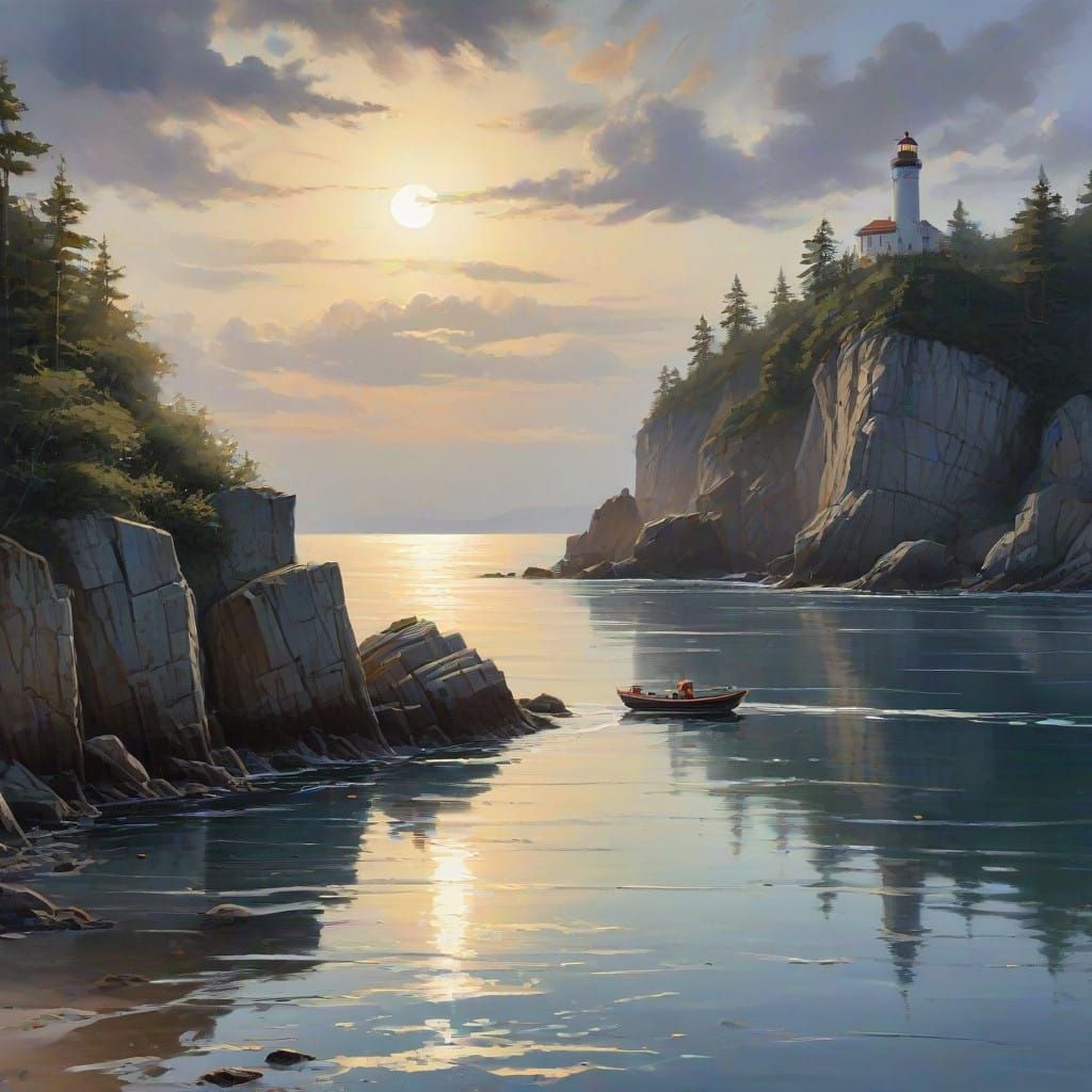 Moonlit Coastal Masterpiece in Nocturne Style