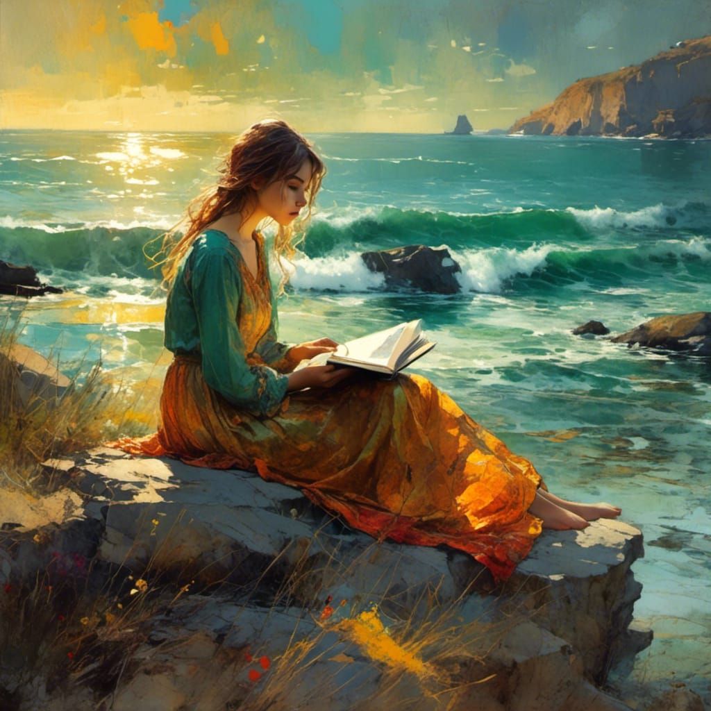 Oceanography Student in Art Nouveau Style