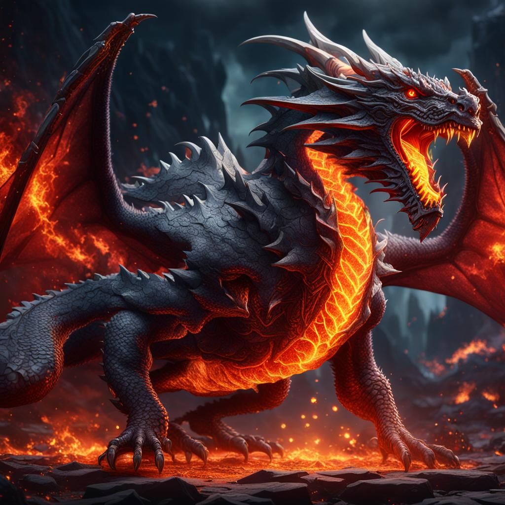 Fiery Diamond Dragon in Detailed Matte Painting