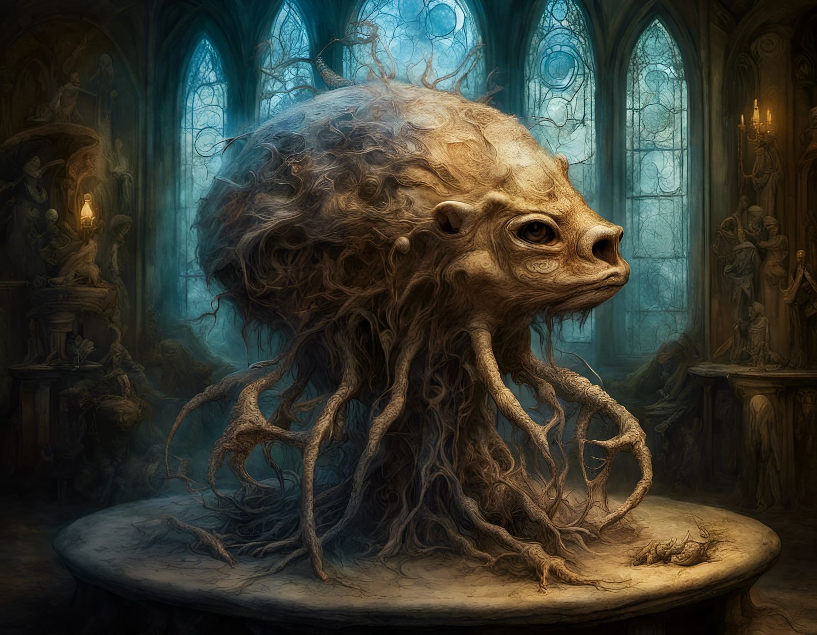 Cryptid Taxidermy in Art Nouveau Style