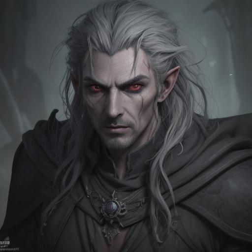 Dark Elf Alchemist in Art Nouveau Style