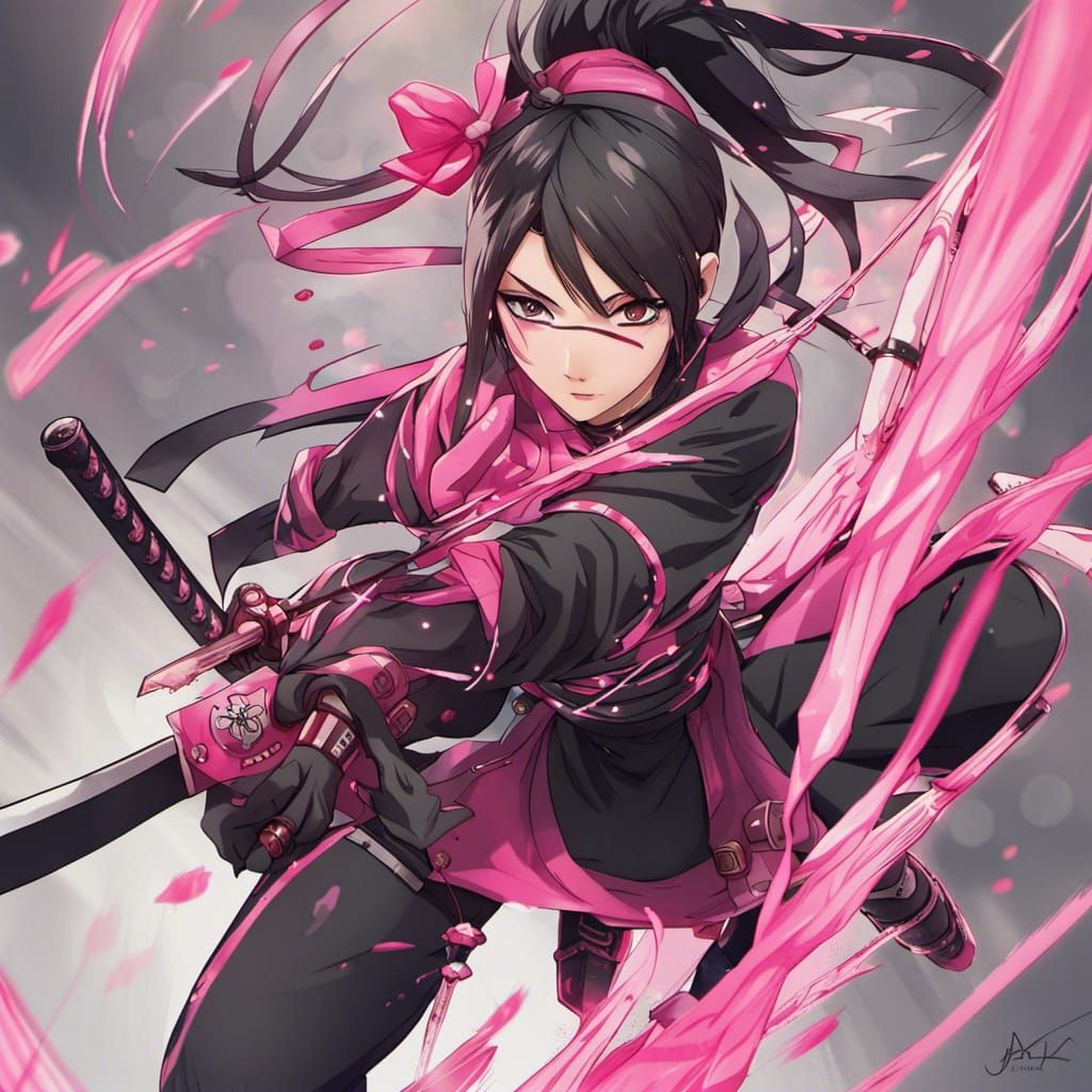 Anime Girl Ninja with Pink Details