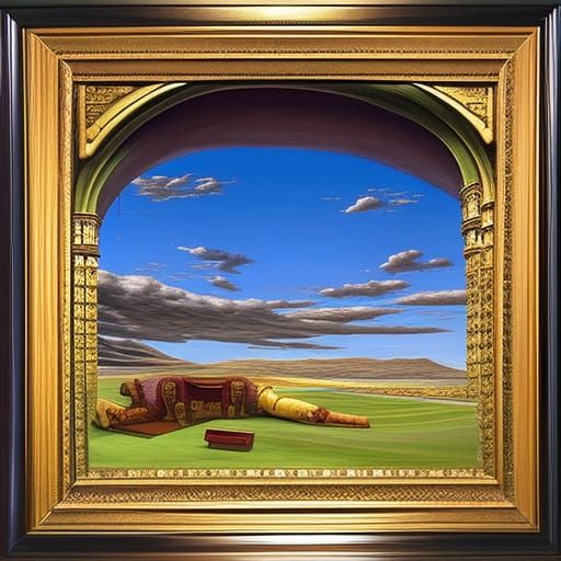 Egyptian Pharaoh Tomb Interior, Photorealistic Oil Painting