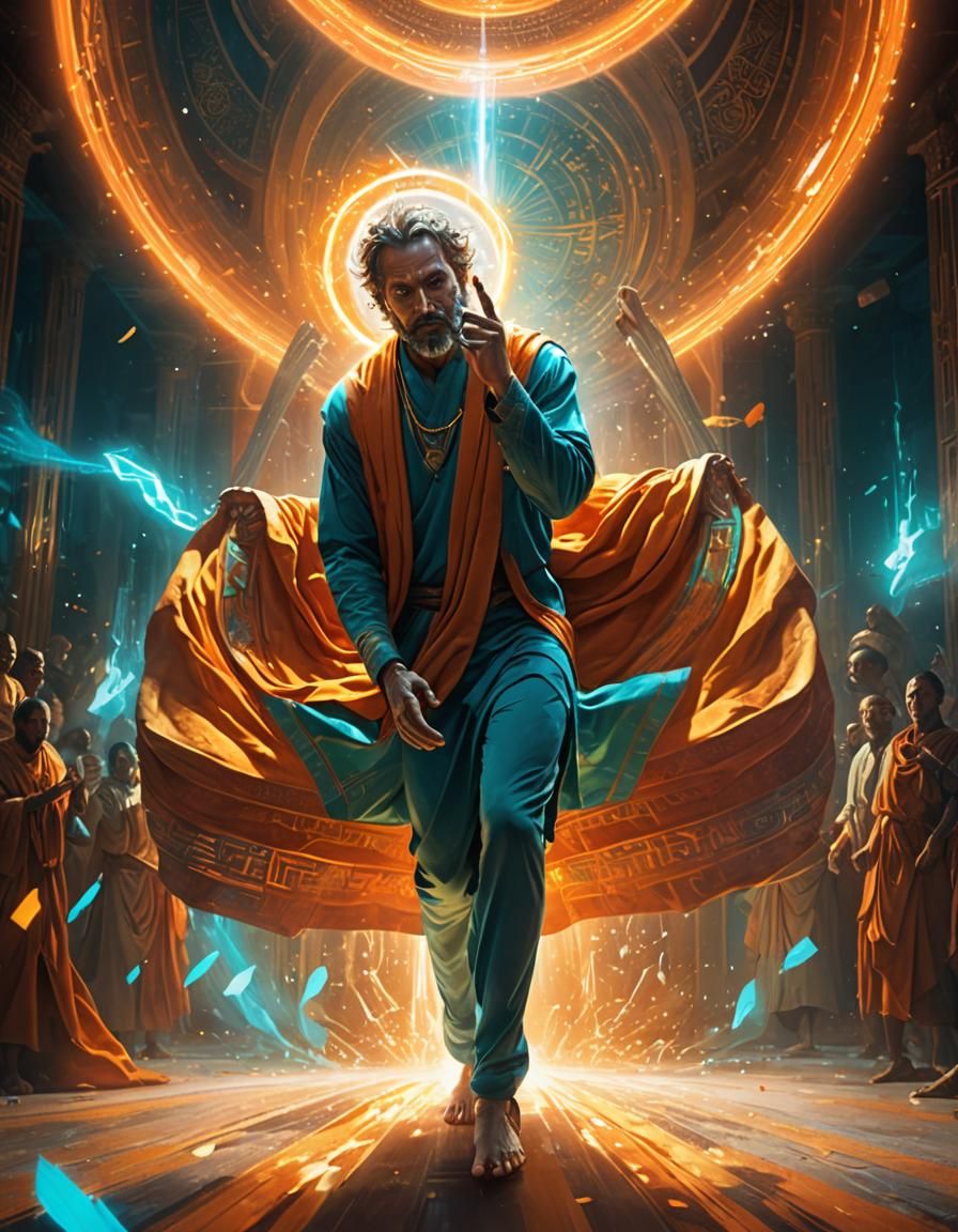 Epic Divine Soul Concept Art in Vibrant Triadic Colors