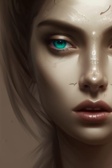Glowing Green Eye of a Goddess, Detailed Digital Art