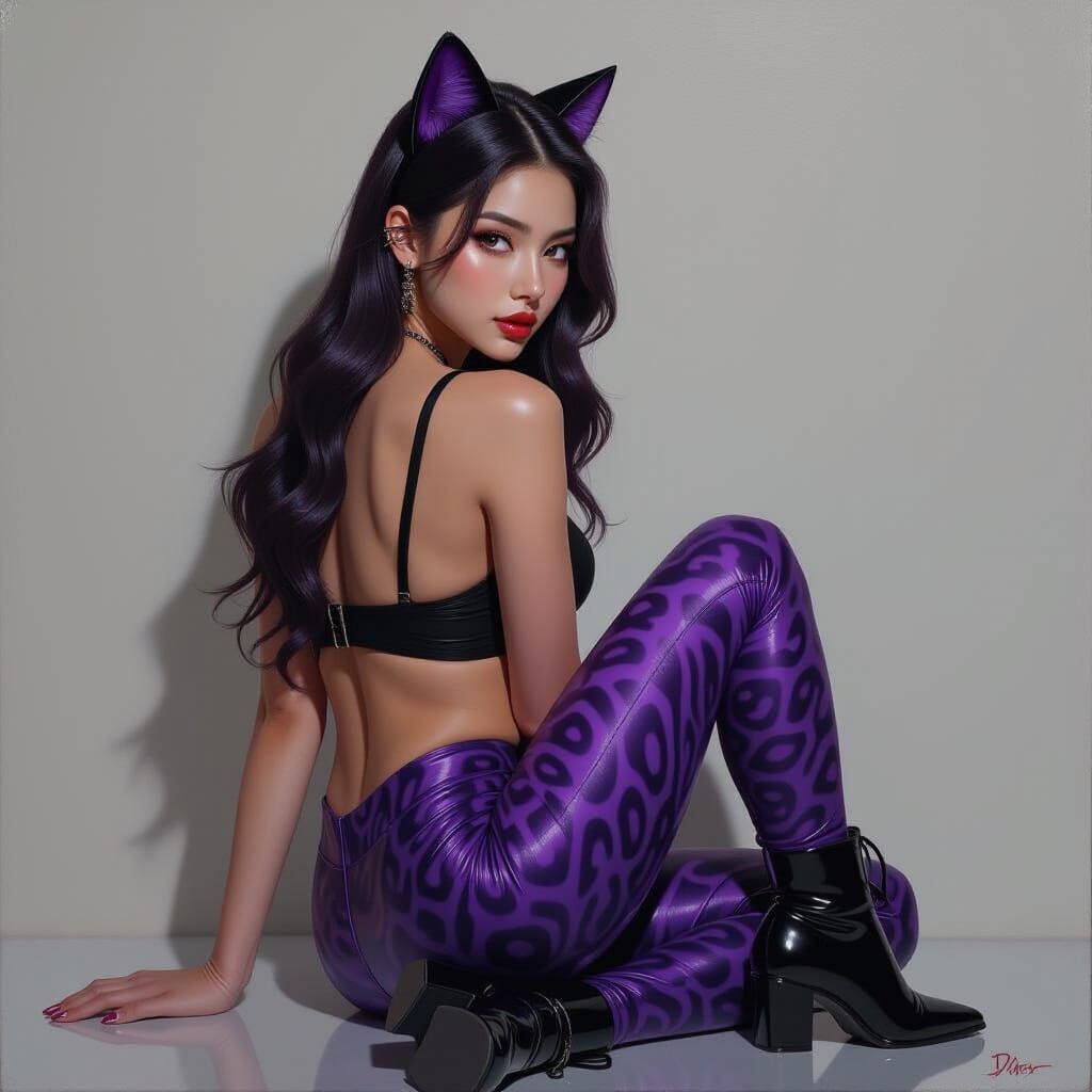 K-Pop Star in Dark Academia Oil Painting