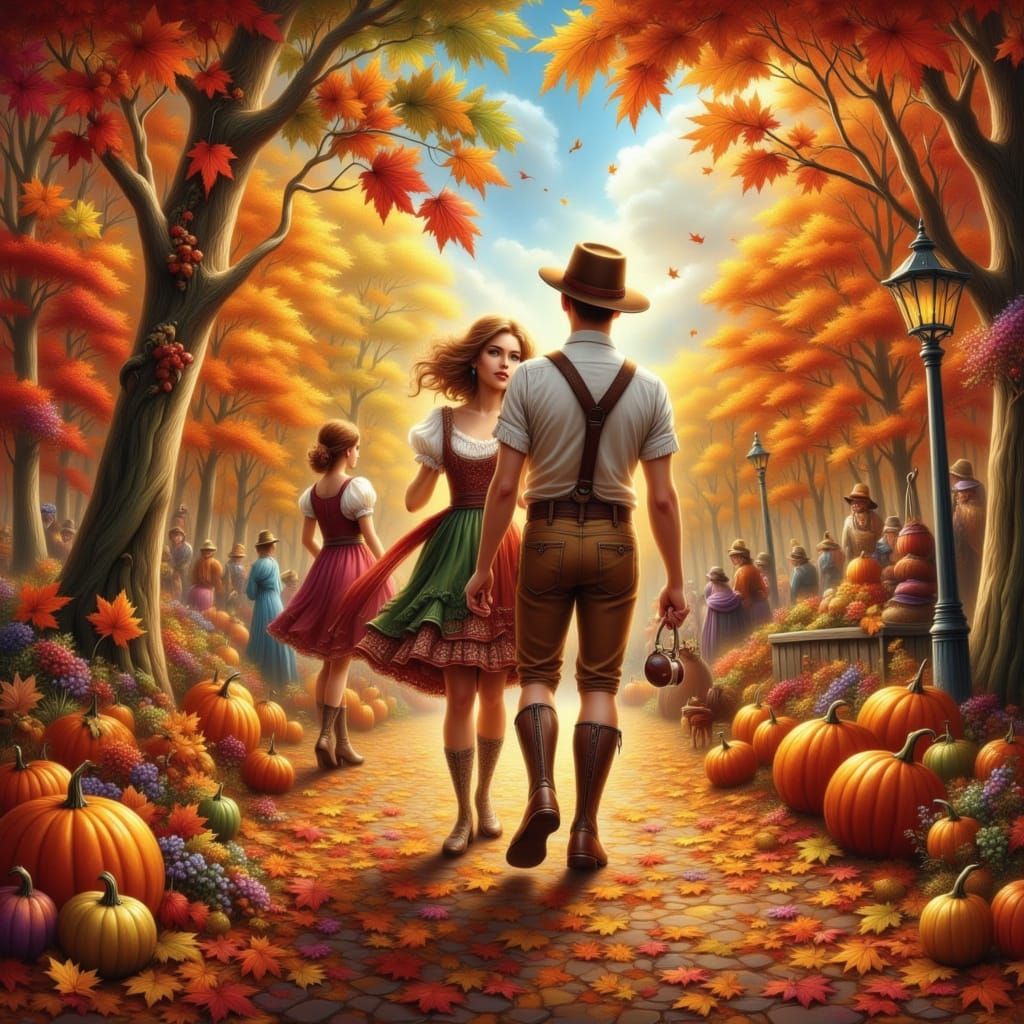 Octoberfest Celebration Polka Dance in Autumn Style