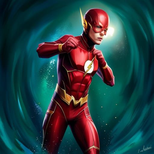 Adorable Flash with Mask in Polychromatic Style