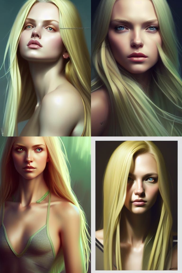 Beautiful Blonde Female Portrait in Hyperdetailed Style
