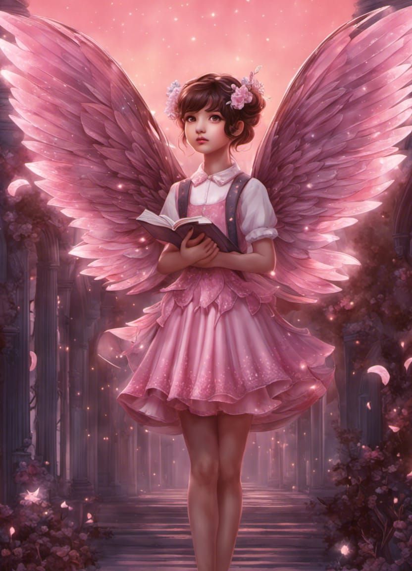 Cute Fairy Ready for School, Digital Art