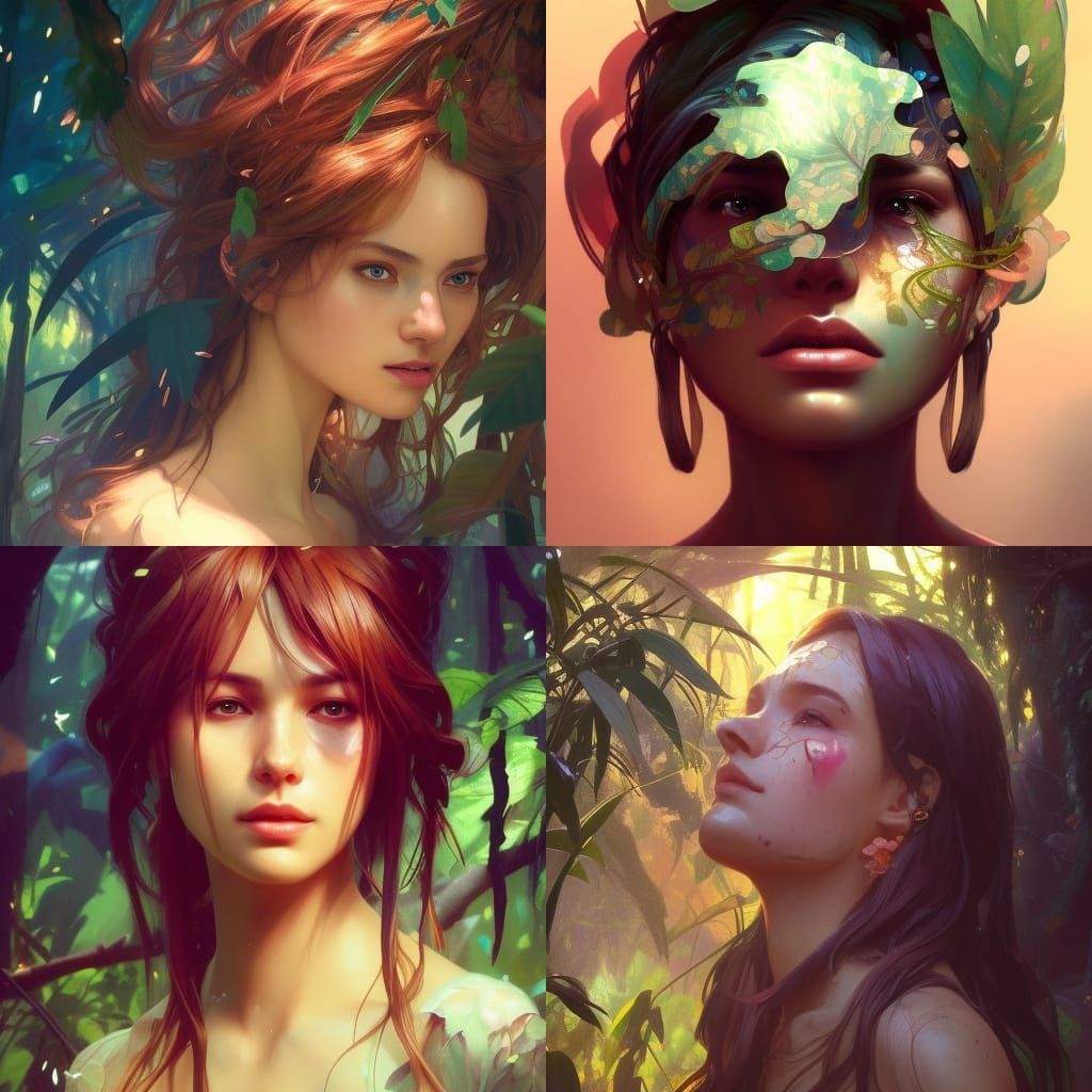 Magical Jungle Portrait in Hyperdetailed Style