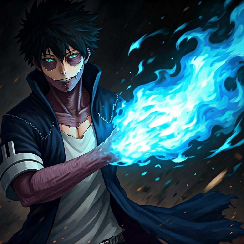 Dabi Unleashes Fiery Fury in Dynamic Anime-Inspired Style