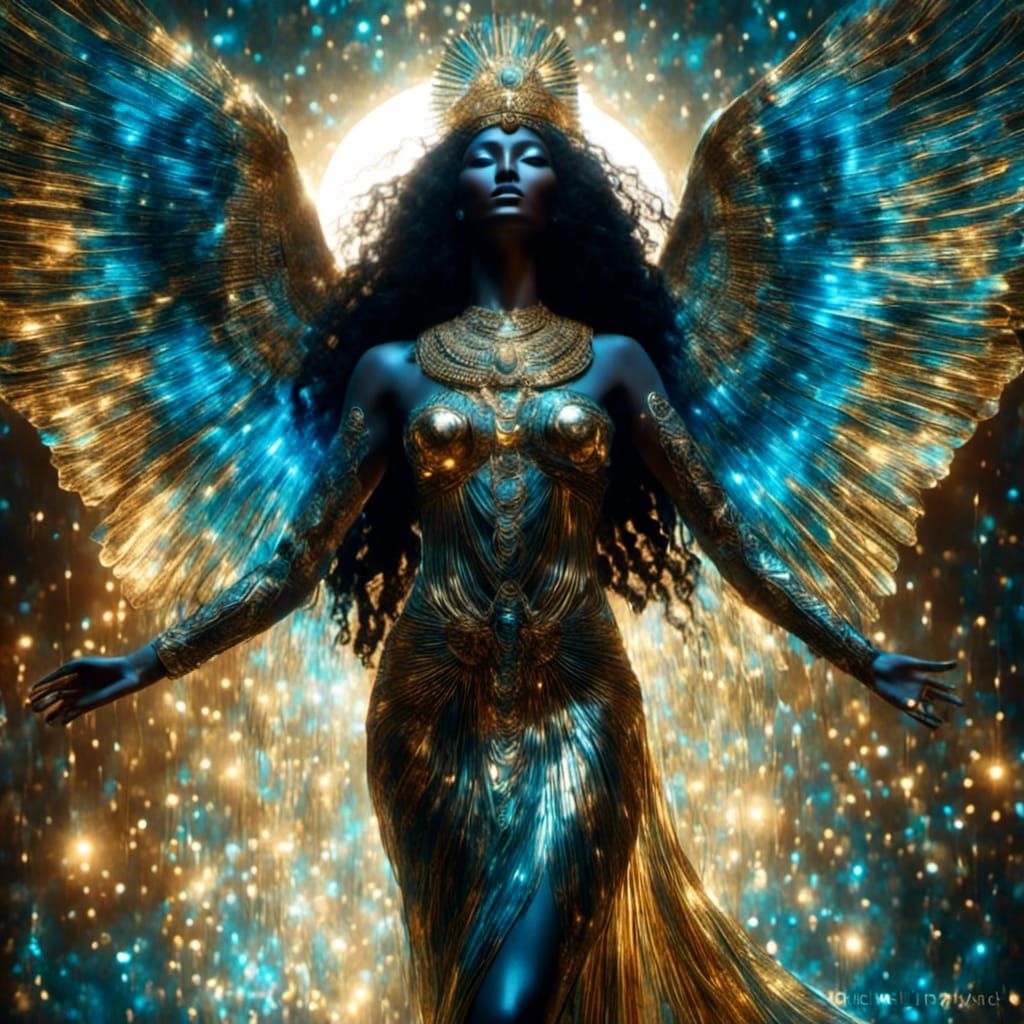 Goddess Isis Astral Bioluminescent Illustration