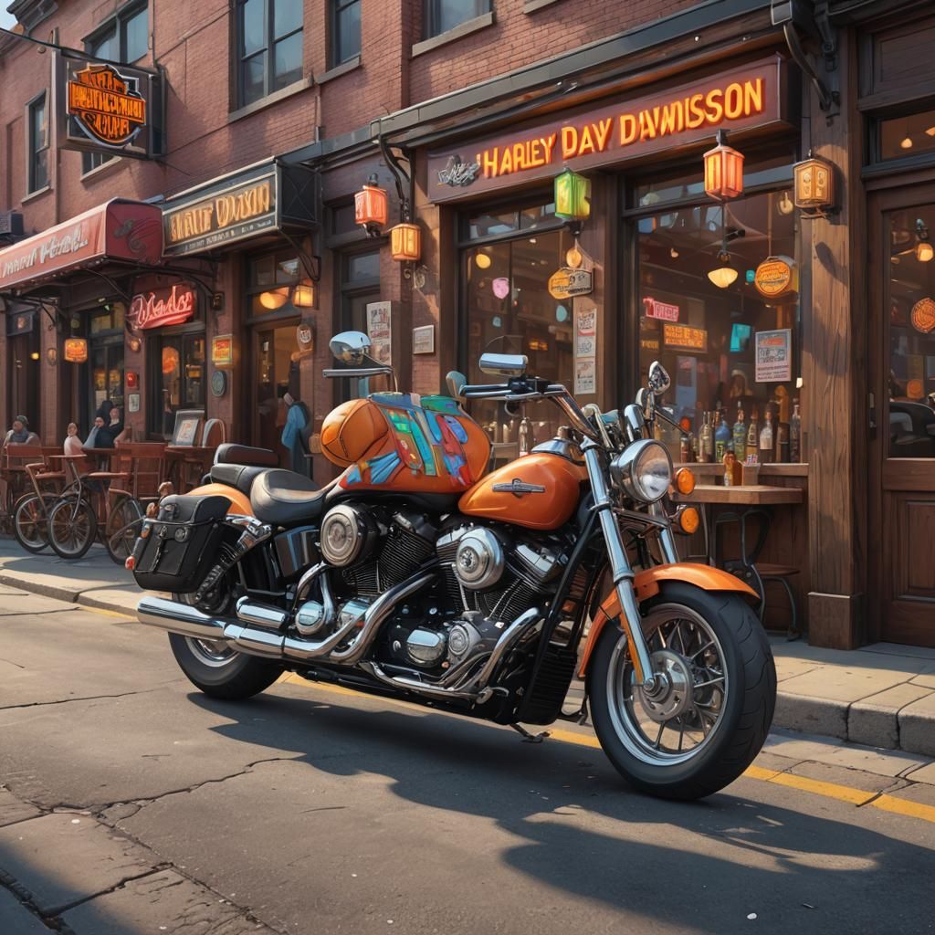 Harley Davidson in Candyland Art Style