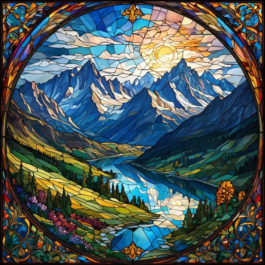 Alps in stained glass
