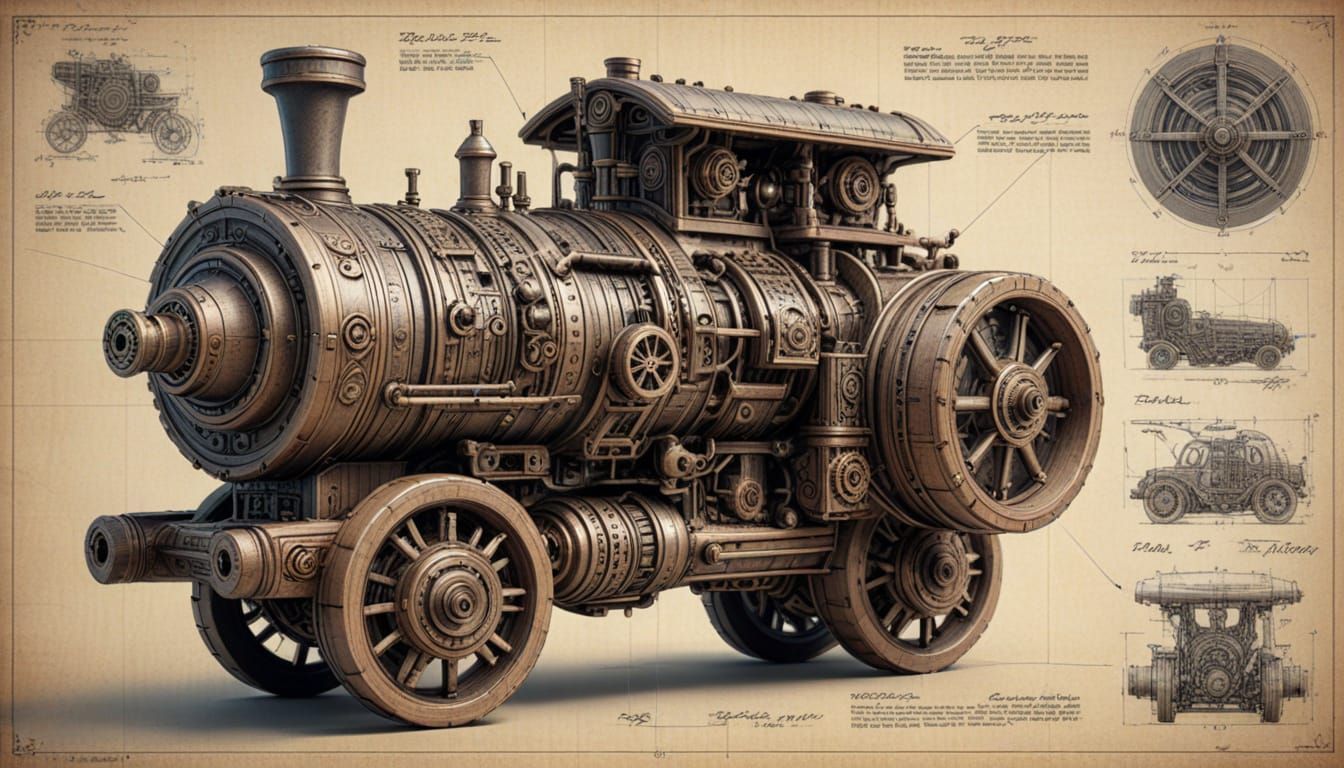 steampunk wooden toy engine