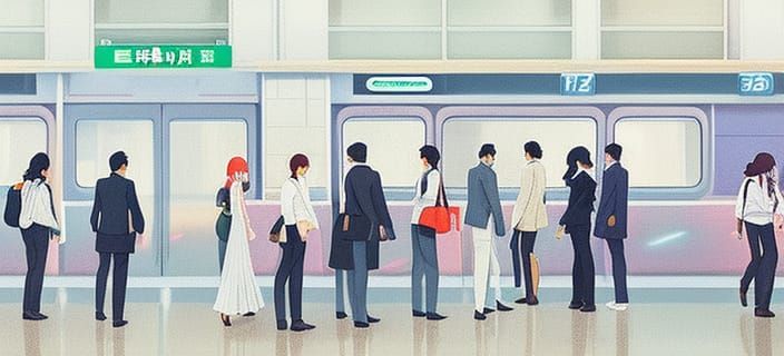 Toronto Subway Rush Hour in Anime Style