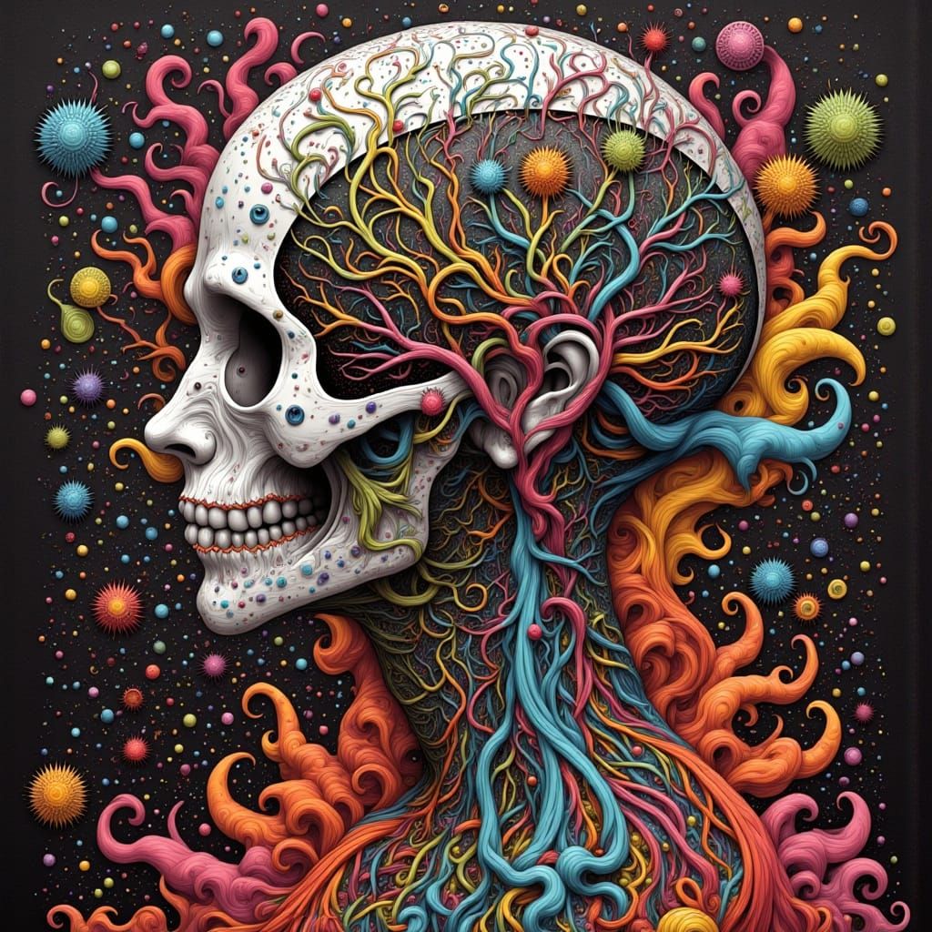 Mind Filled with Dark, Twisted Root Systems in a Surreal, Ps...