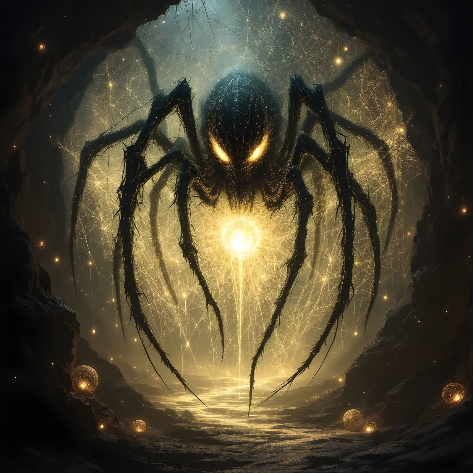 Ethereal Shadow Weaver in an Otherworldly Lair