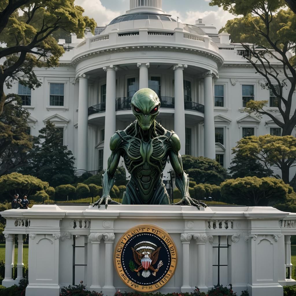 Alien President Outside the White House