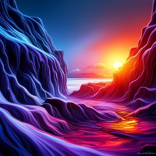 Cyborg Girl Portrait in Neon City at Night