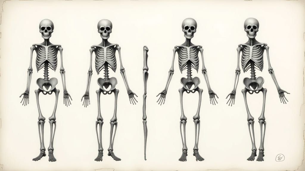 Anatomical Pencil Drawing: Skeletal System of a Boy