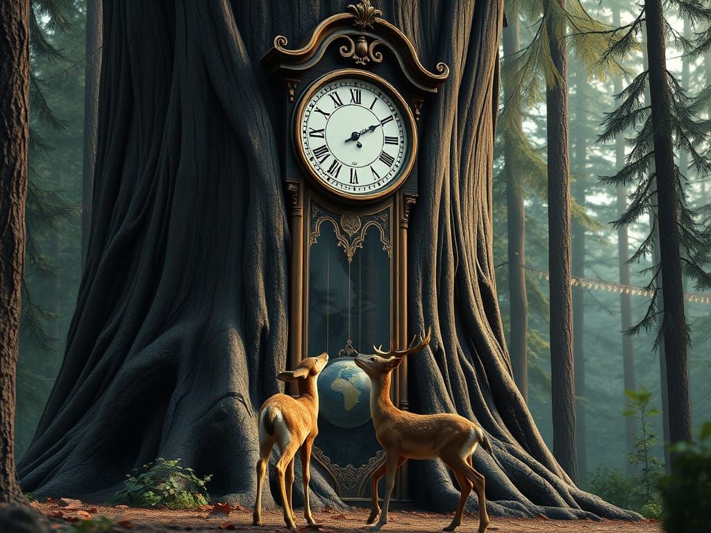 Fantastical Grandfather Clock in Forest Wonderland
