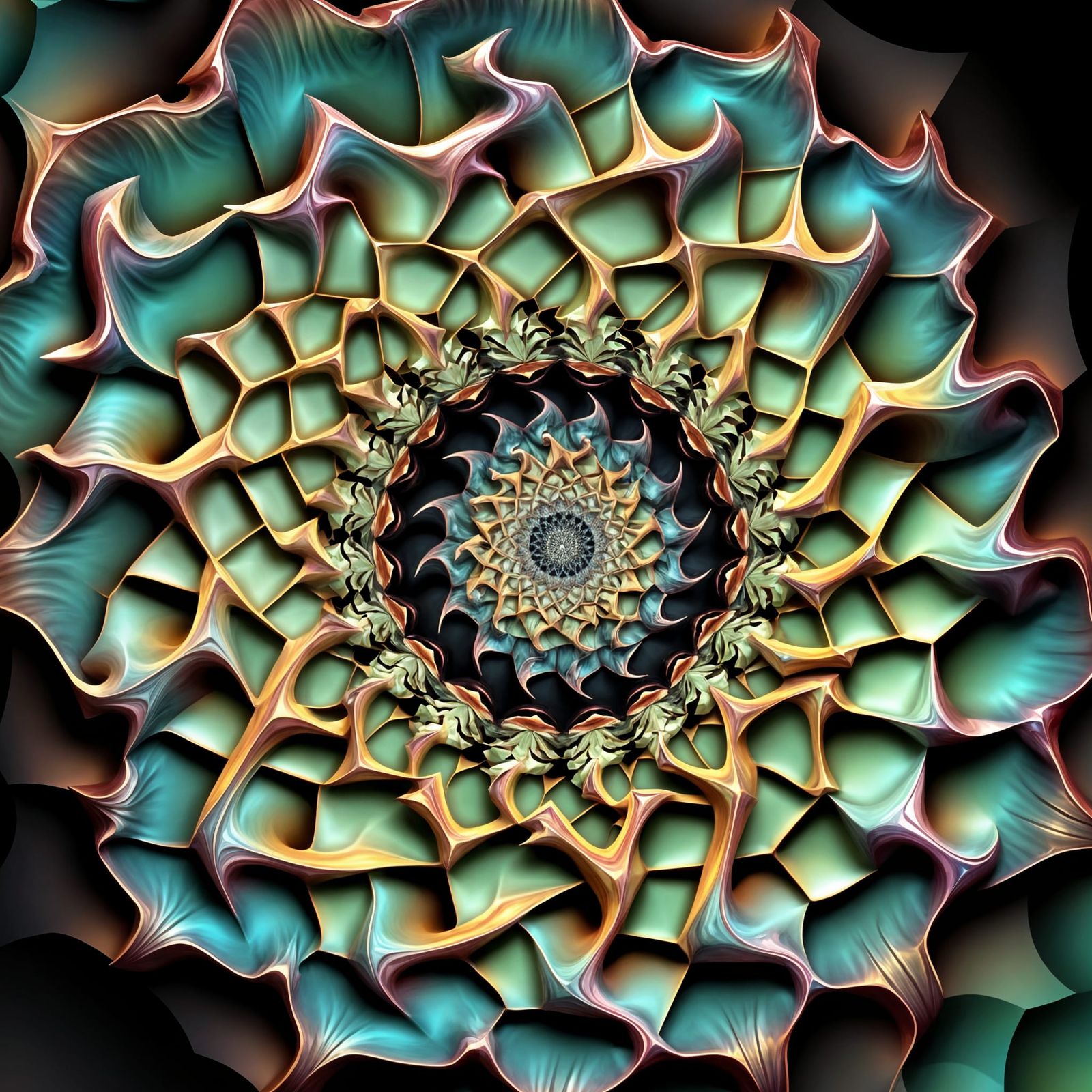 Intricate Geometric Flower Blooms from Fractal Roots