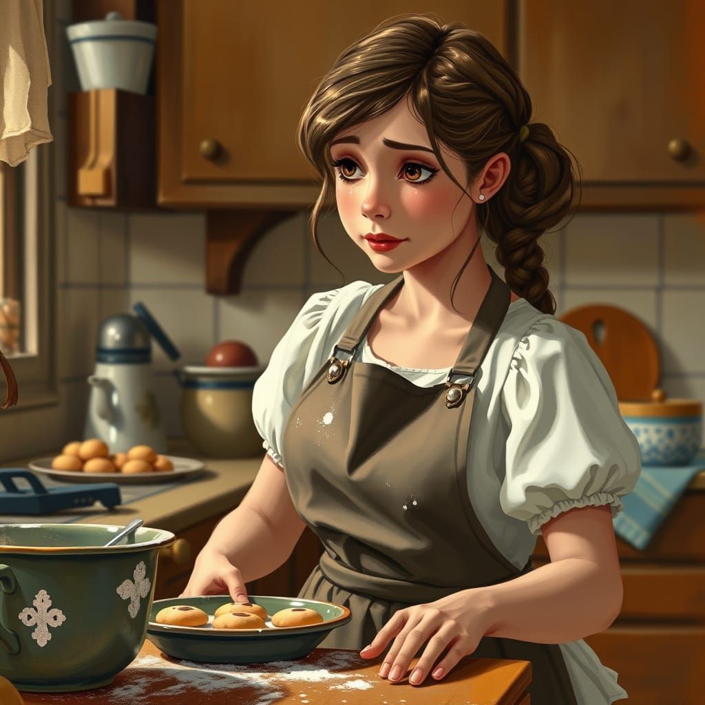 Jennifer Baking: A Whimsical and Emotional Kitchen Scene