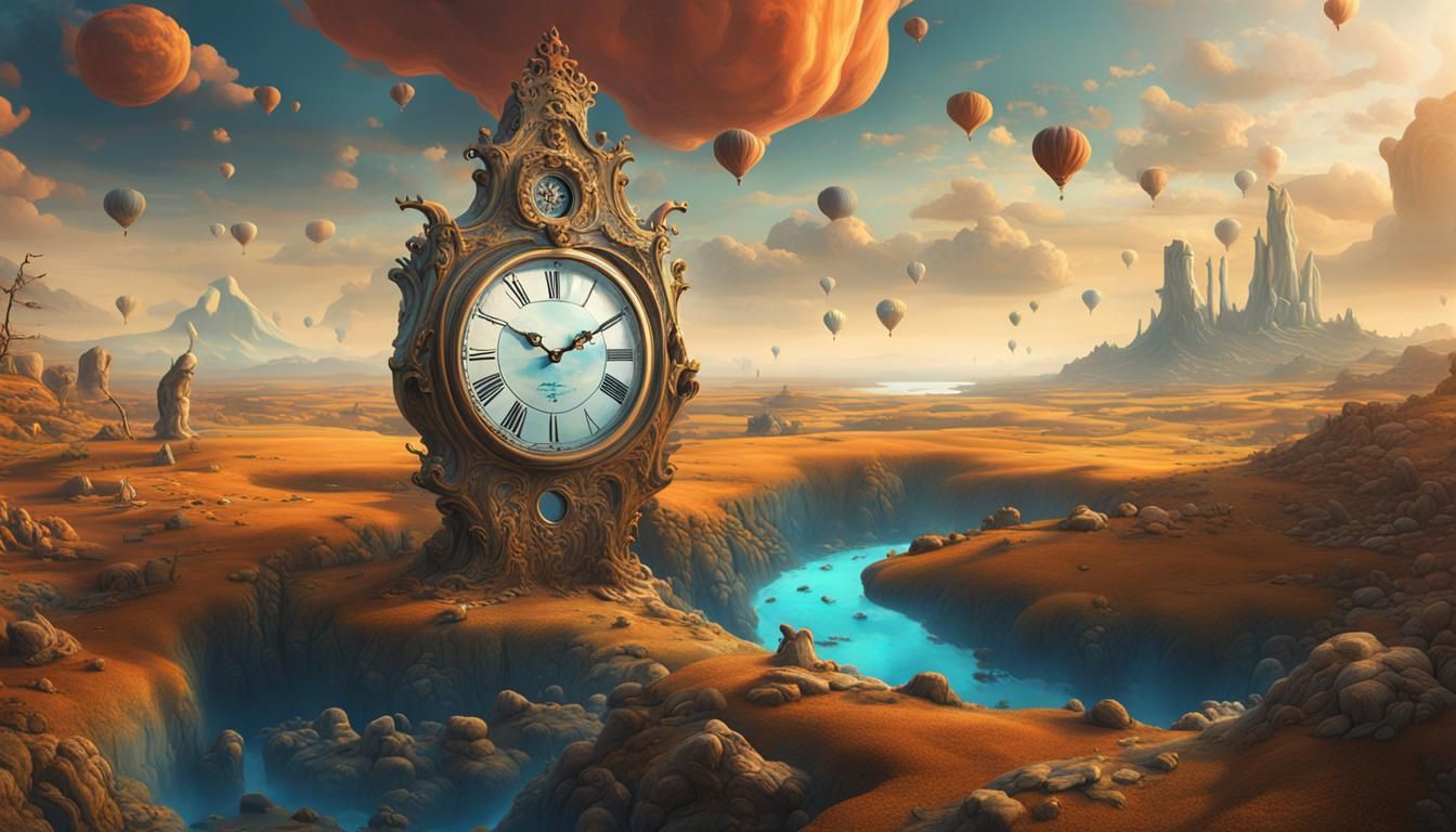 Surreal Landscape Clock in Salvador Dali Style