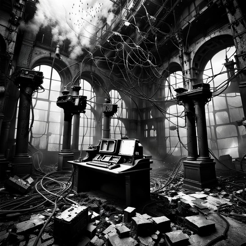 Steampunk VR Goggles in Black and White Photography