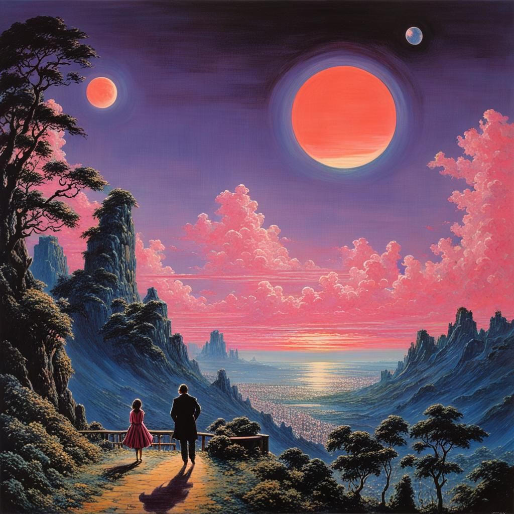 Pink Hour Surreal Silhouette in Dreamscape