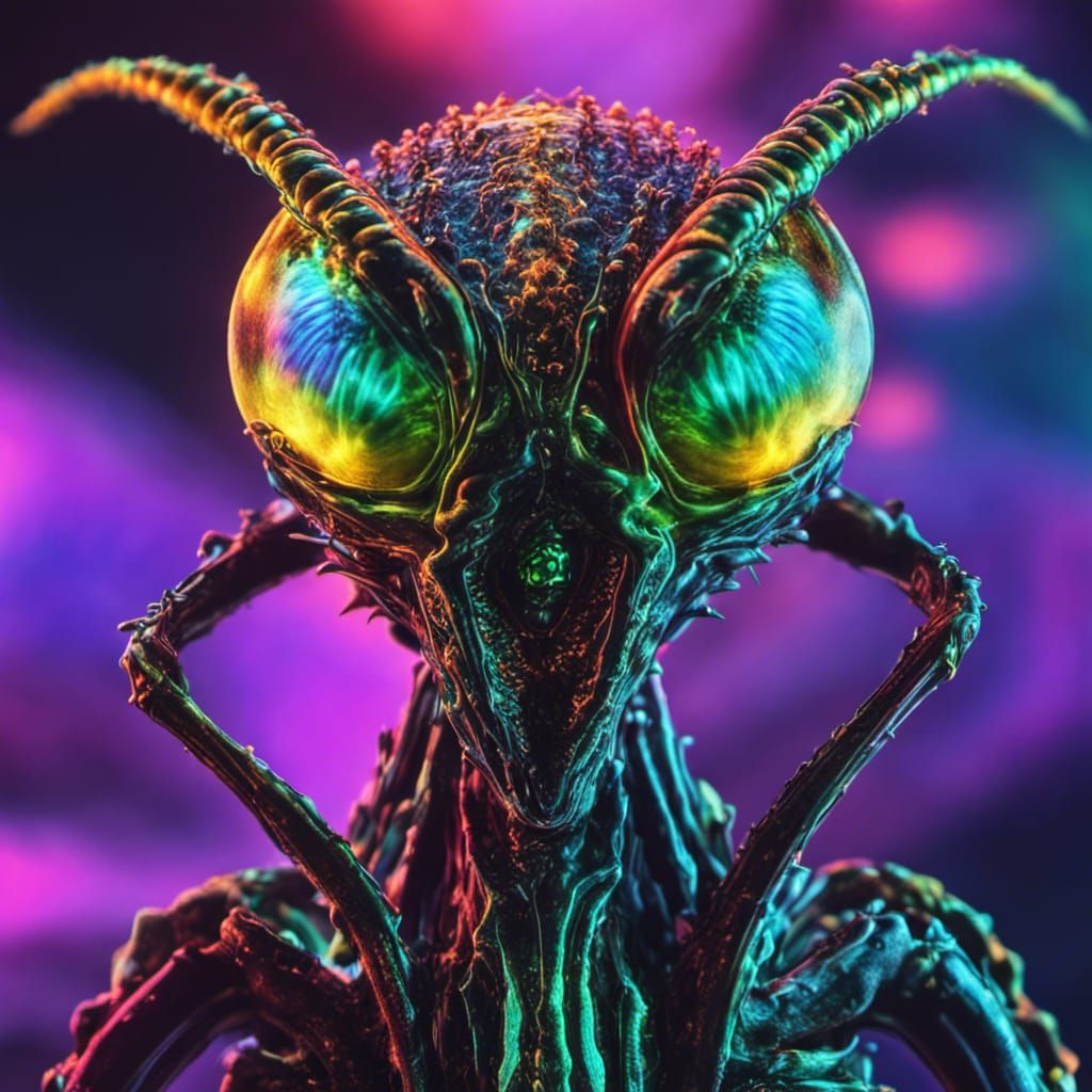 Exquisite Alien Mantid Pet in Neon Vitrification
