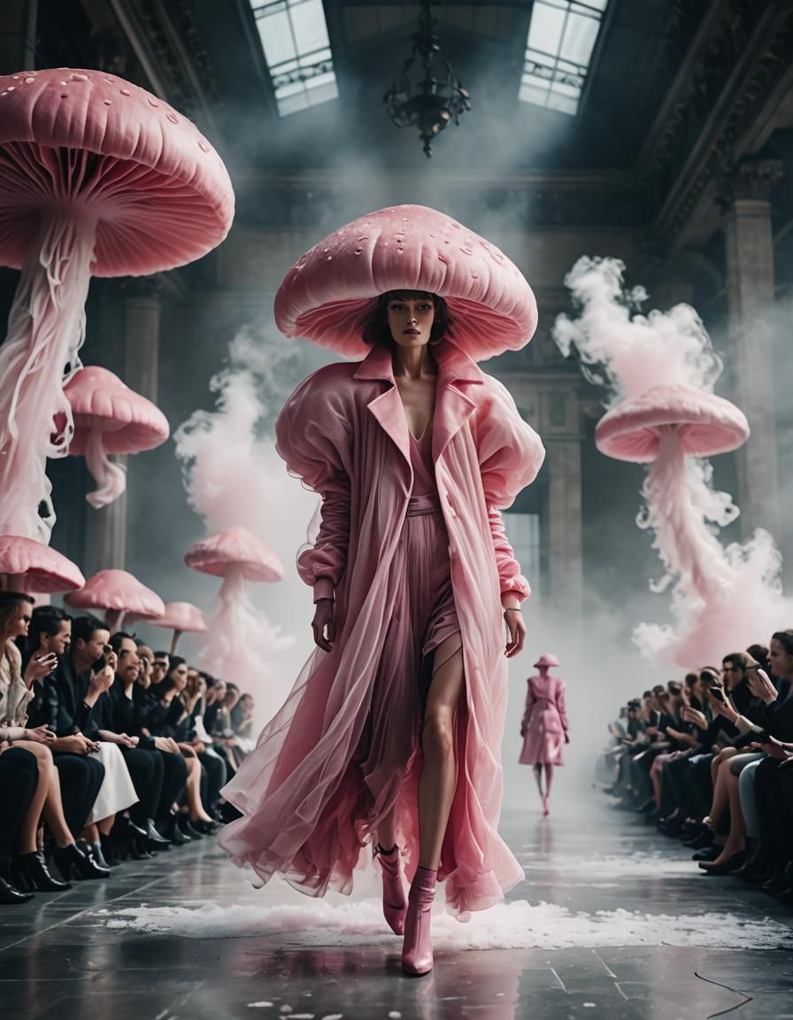 Mushroom Humanoid on Catwalk in Cinematic Style