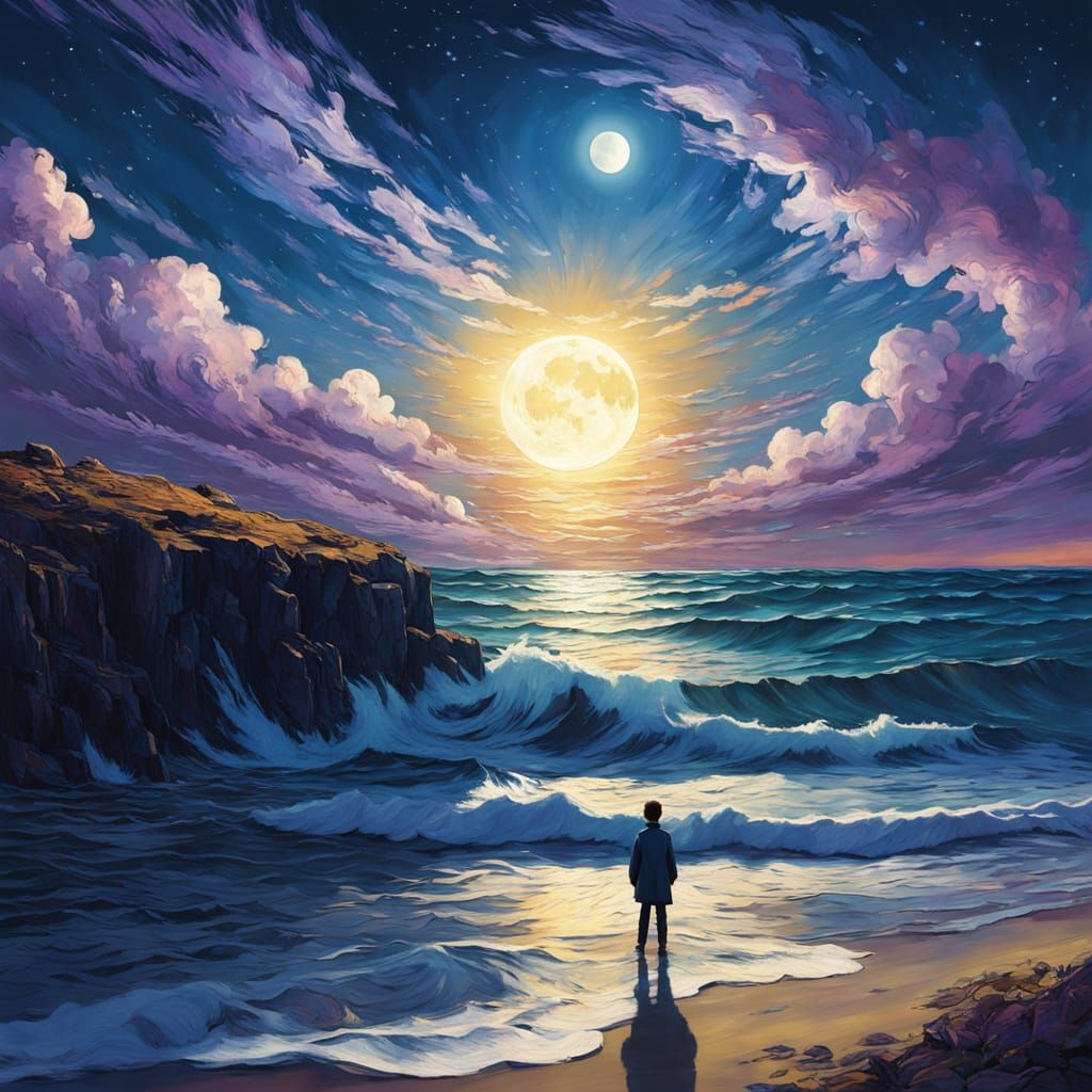 Ethereal Edge of the World at Sunset in Vibrant Digital Art