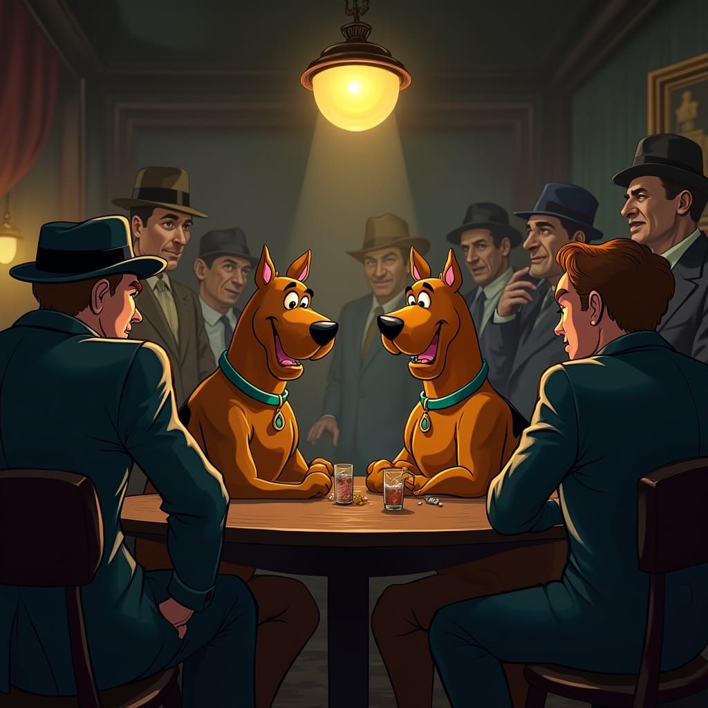 Scooby Doo and Shaggy in a 1920s Speakeasy