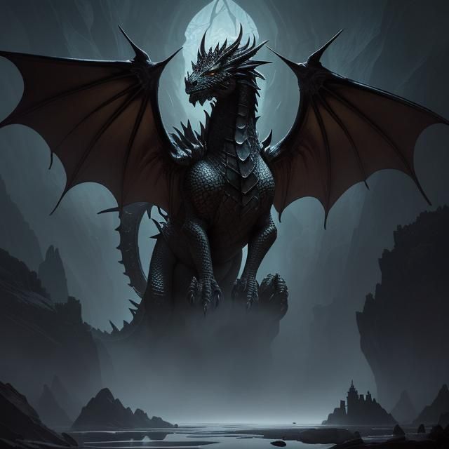 Dragon and Wizard Duel at Castle Battlements