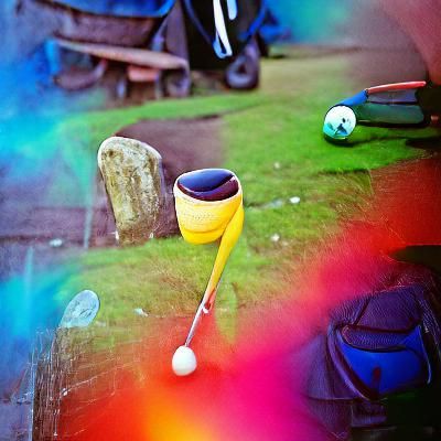 Colourful Image of a Potter Playing Golf