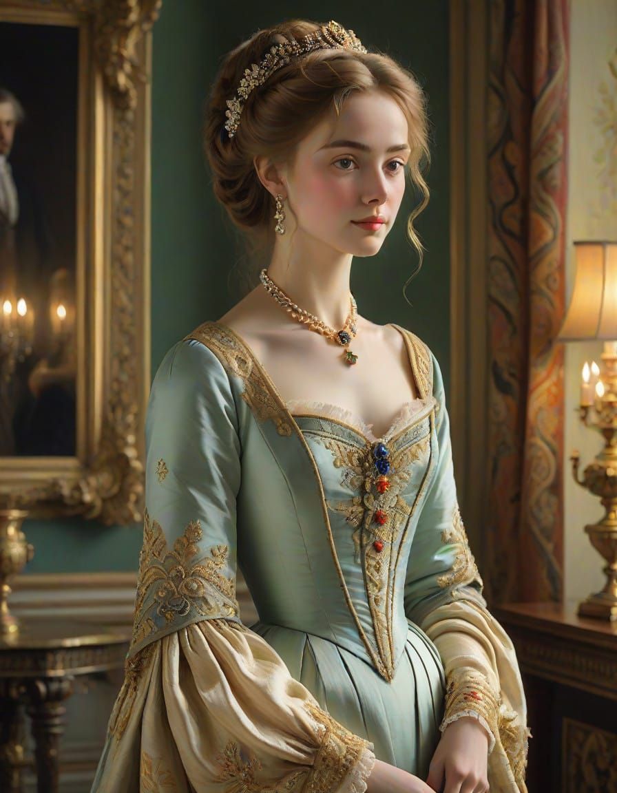 Elegant Noblewoman in Splendid Palace