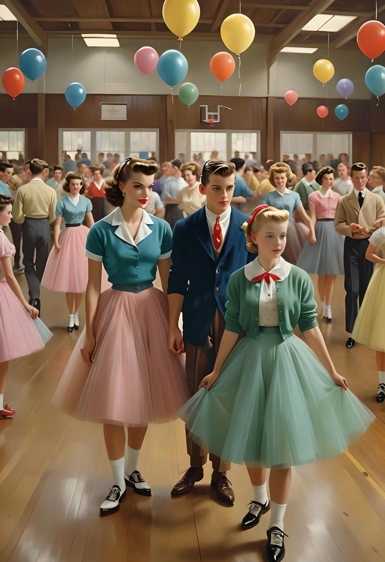 1950s Sock Hop Dance in Gym