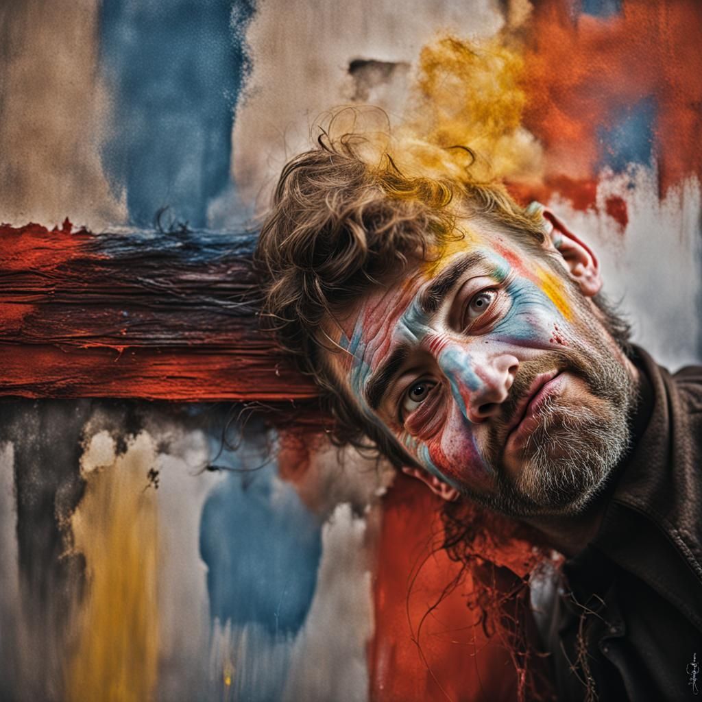 Abstract Face Portrait in Paint