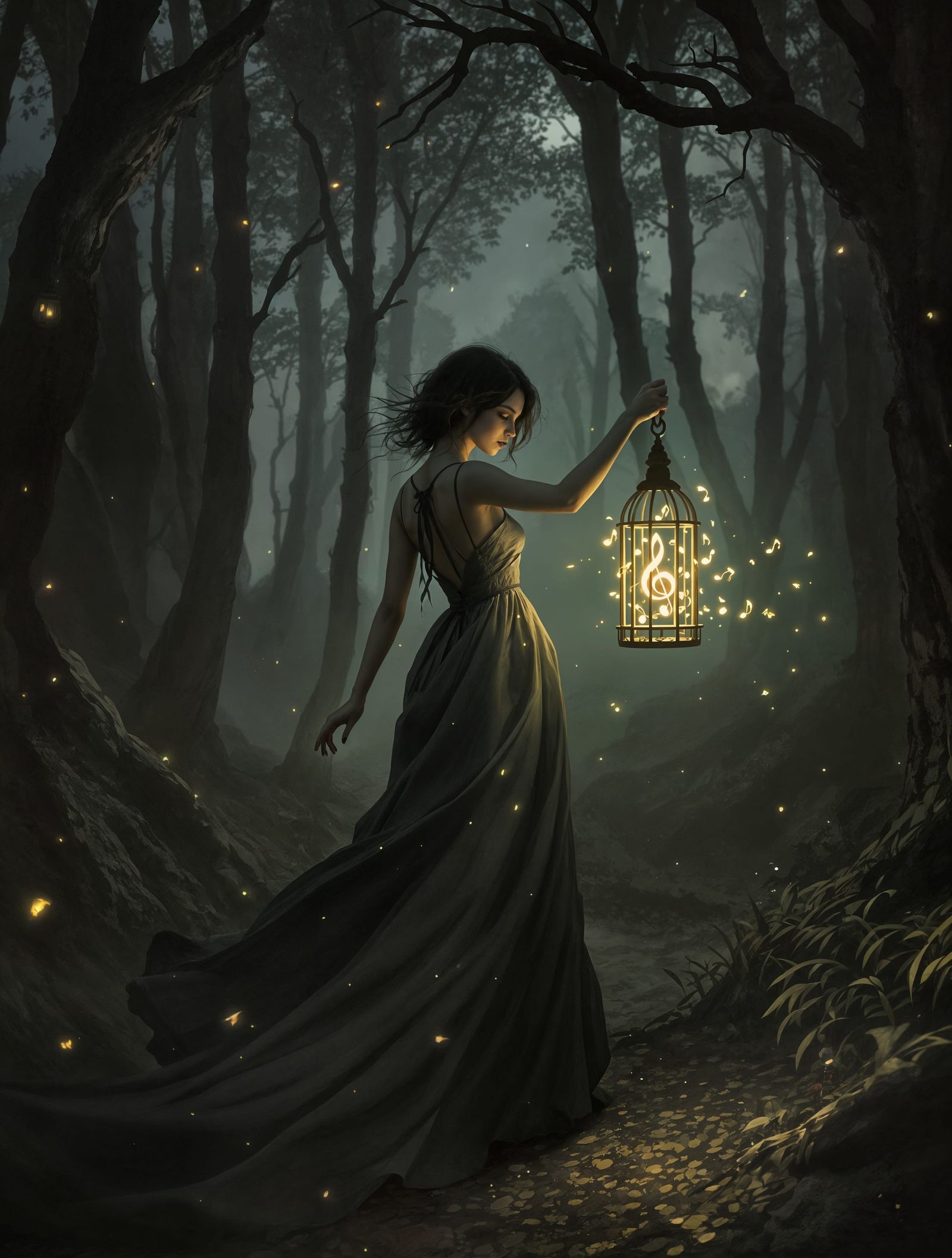Ethereal Lady Walks Twilight Forest, Forgotten Lullabies Dan...