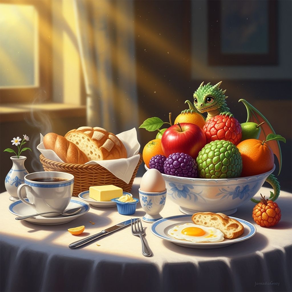 Magical Dragon Surprise at Cozy Breakfast Table