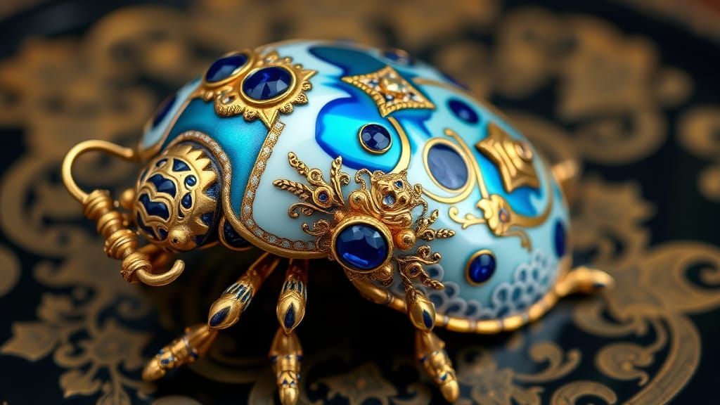 Egyptian Scarab Beetle in Opulent Fabergé Style