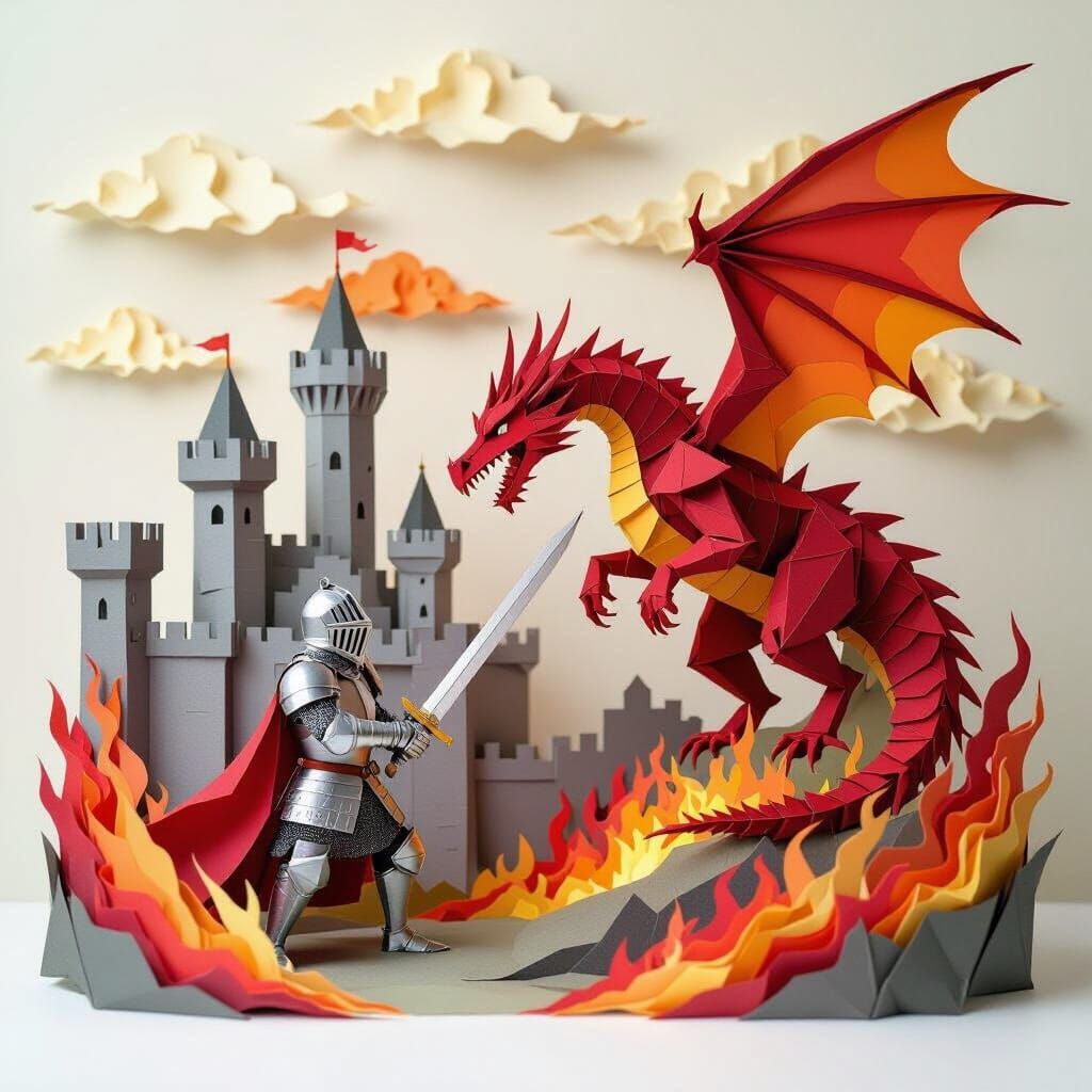 Medieval Battle in Papercraft Style